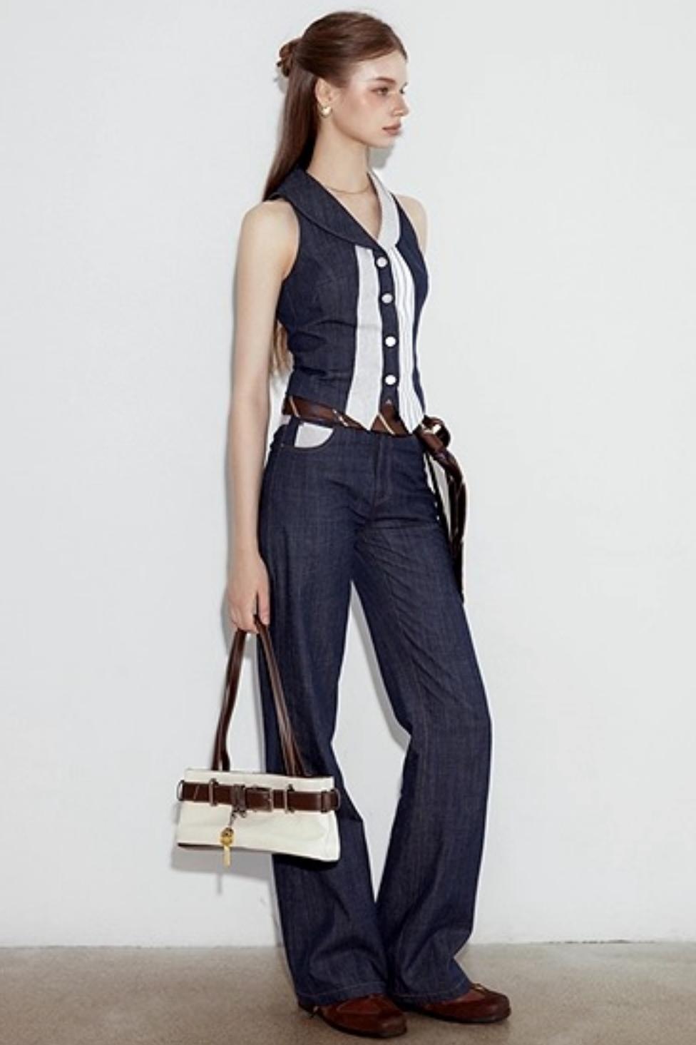 Washed Denim Pants Set-Up