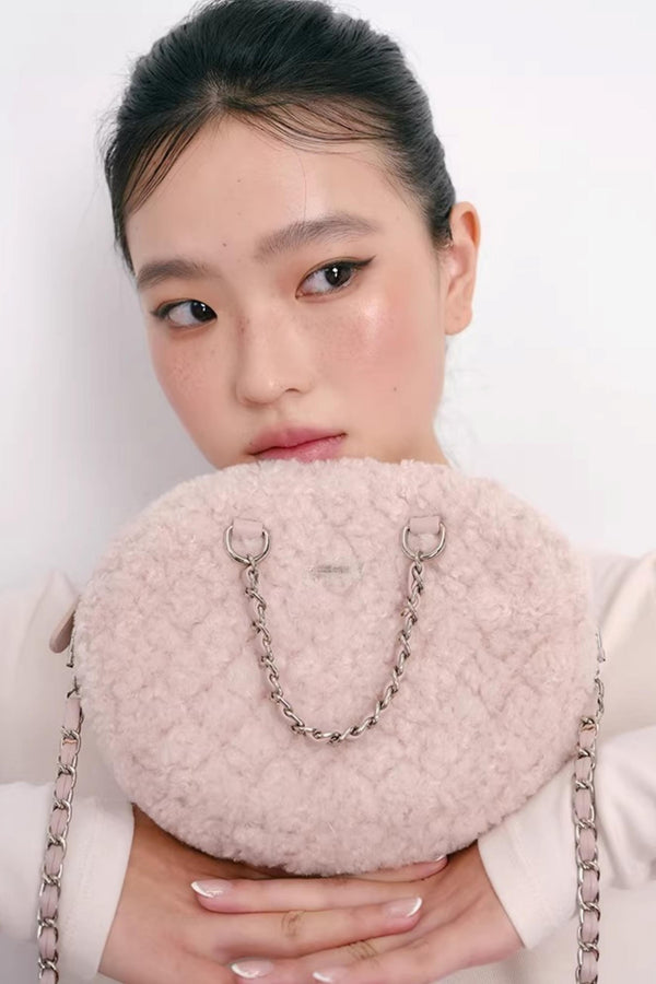 Fuzzy Velvet Quilted Handbag