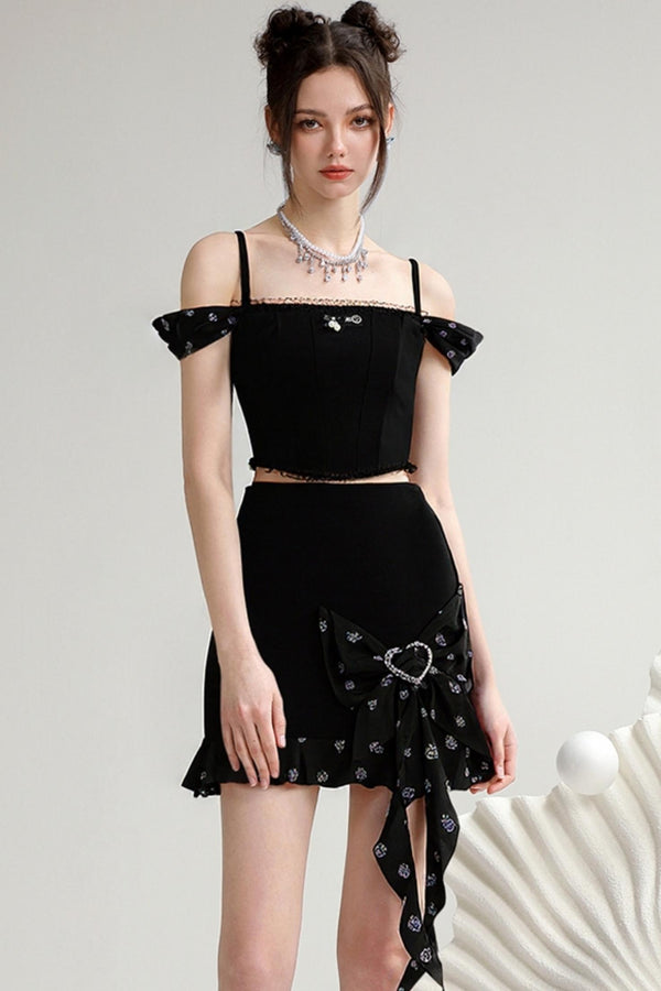 Jacquard Knit Strap Suit Dress Set