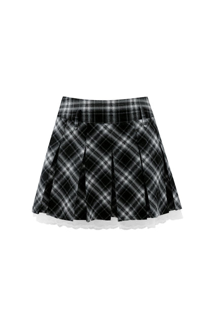 Retro Patchwork Pleated Skirt