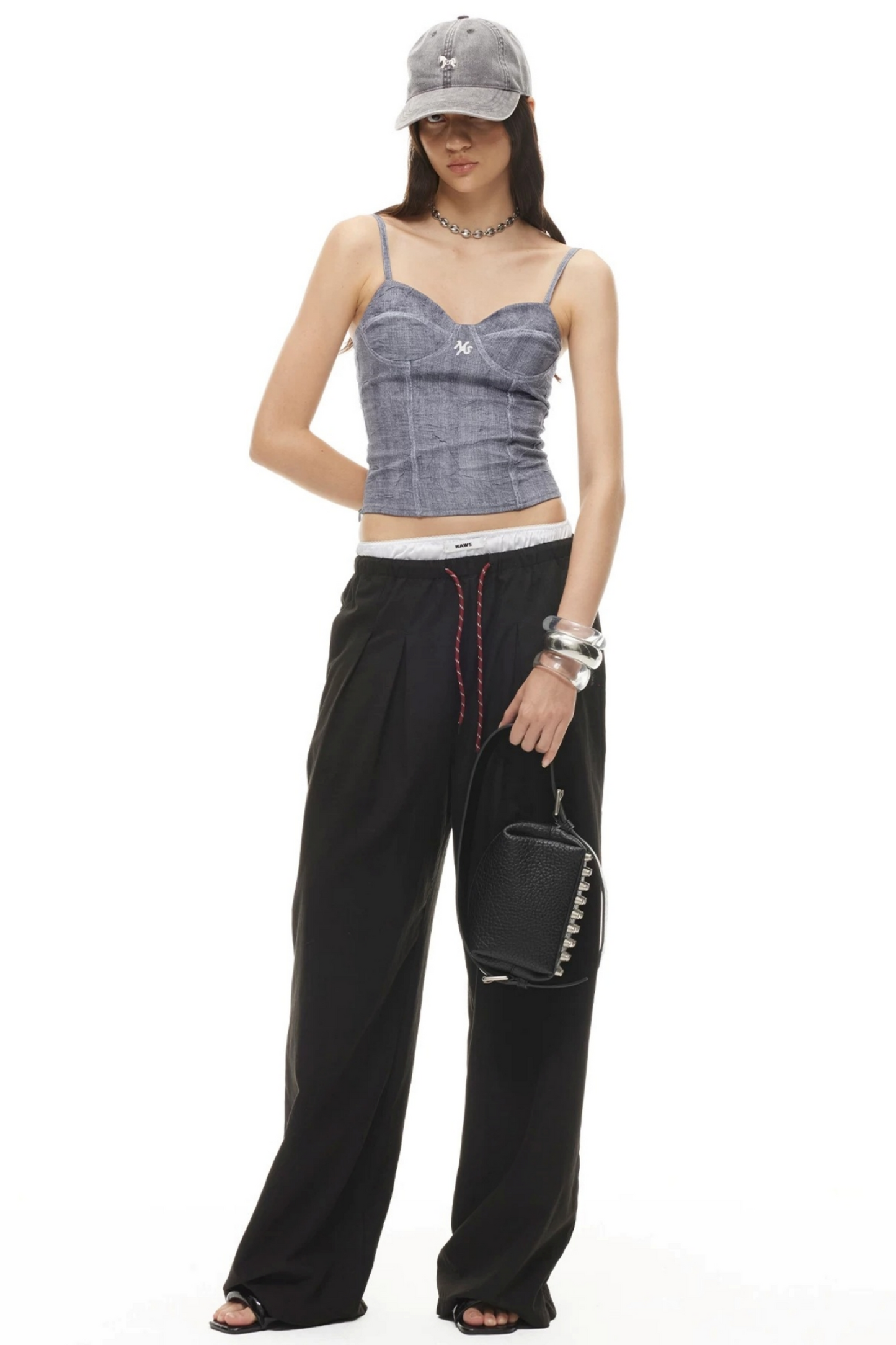 Denim Pleated Camisole Top