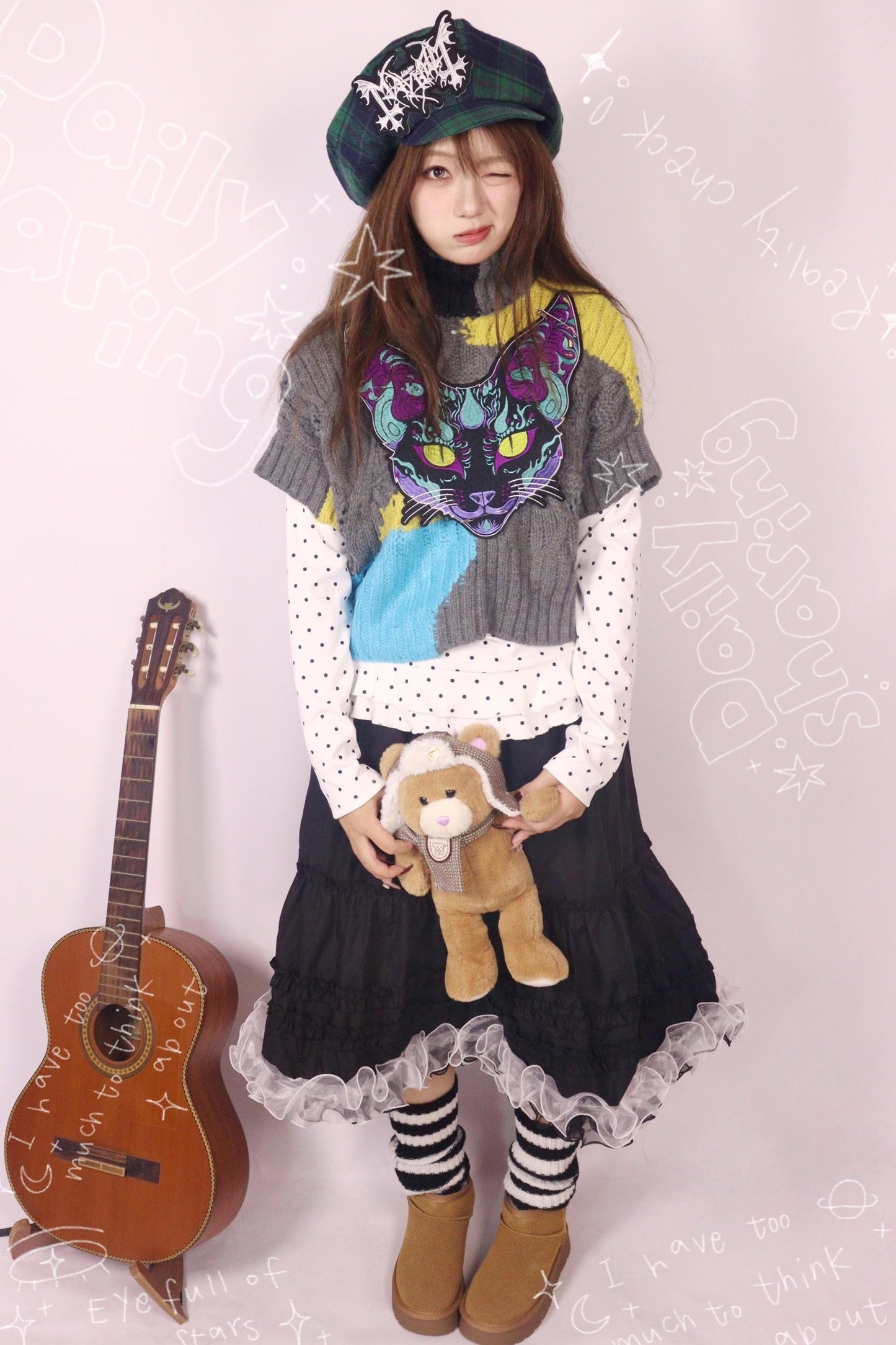 Green Plaid Beret Cap