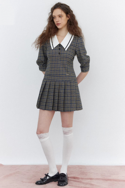 하트펠트 그린 체크 드레스