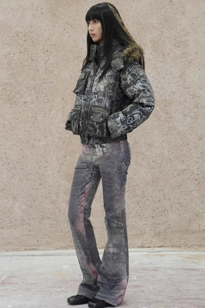 Retro Floral Corduroy Pants