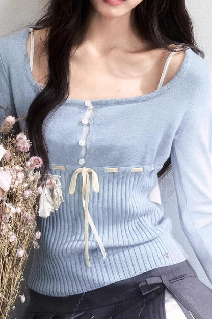 Morning Cherry Ribbon Knit Top