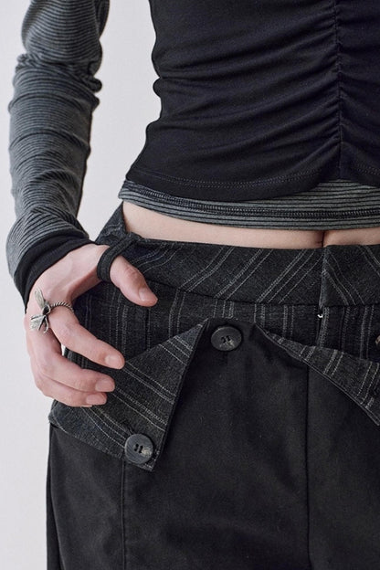 Double Waist Scimitar Loose Jeans