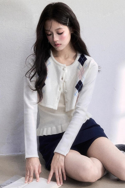 Geometric Quilted Cardigan Set