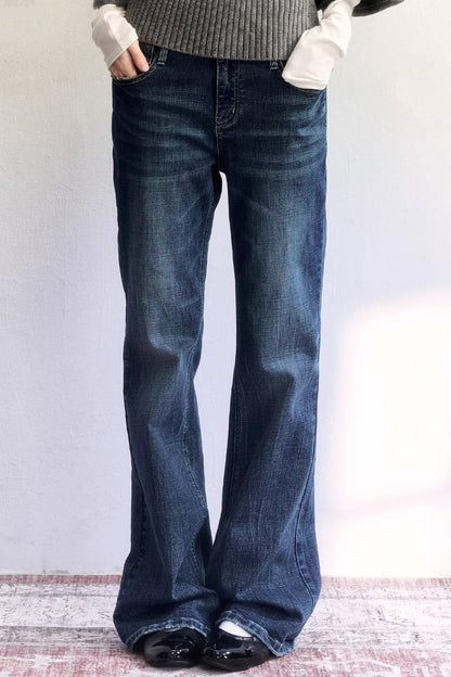 Thin Language Washed Denim Pants