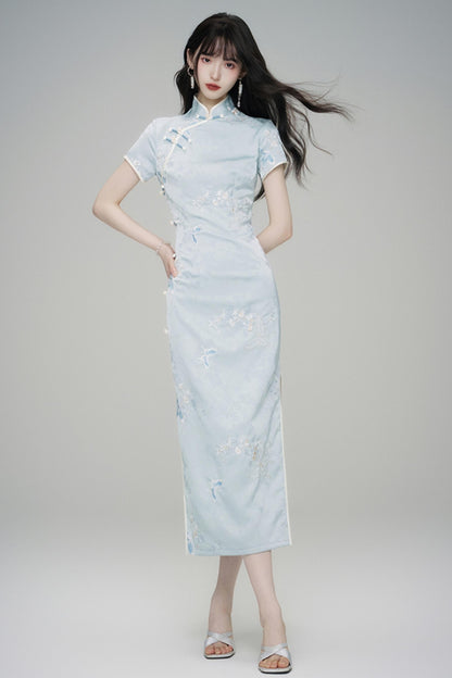 Chinese Style Embroidered Short Sleeve Dress
