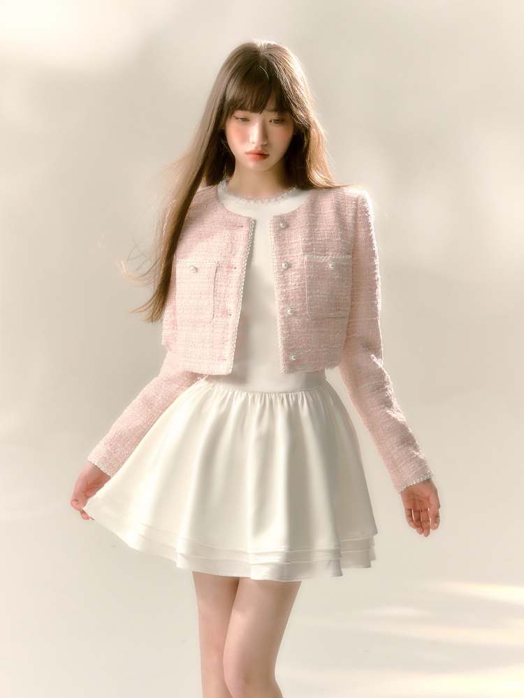 Girly Lame Pearl Bijoux Short Jacket