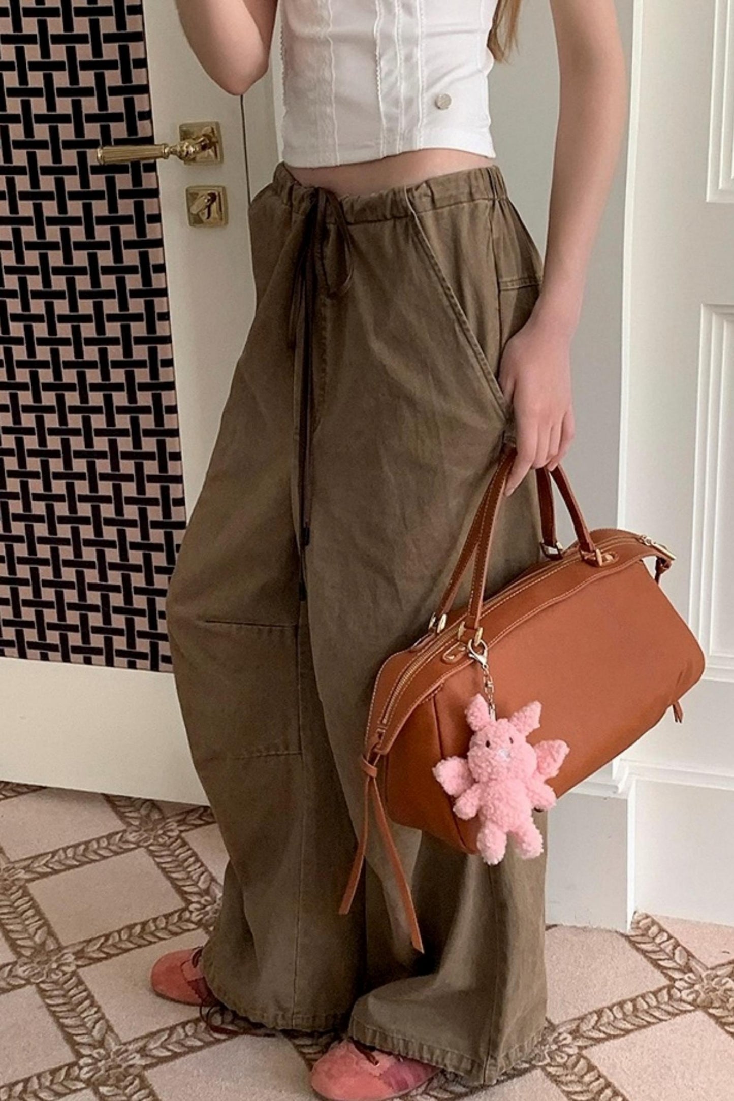 Drawstring Straight Leg Casual Pants