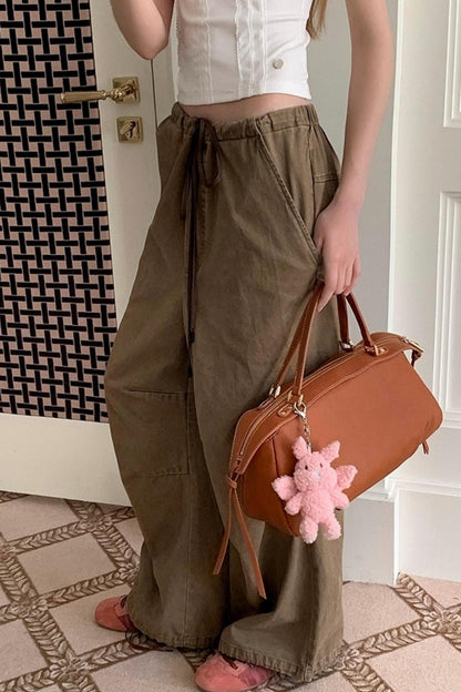Drawstring Straight Leg Casual Pants