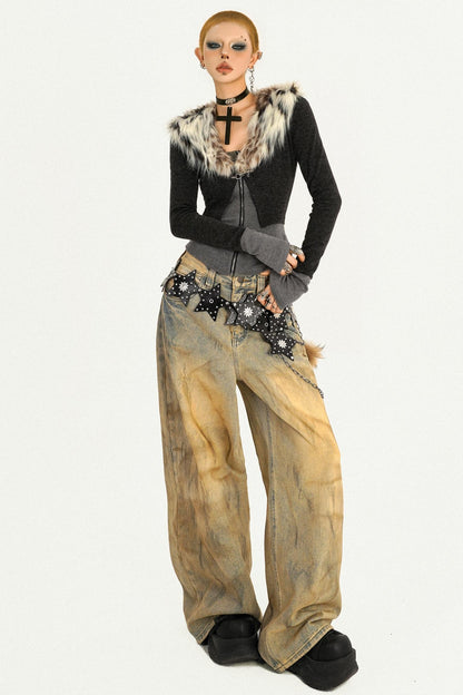 Leopard Print Fur Knitted Top