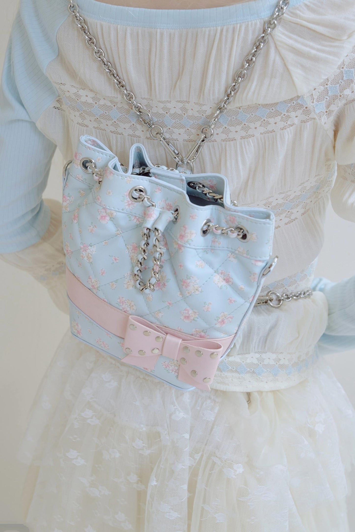 Floral Diamond Bucket Bag