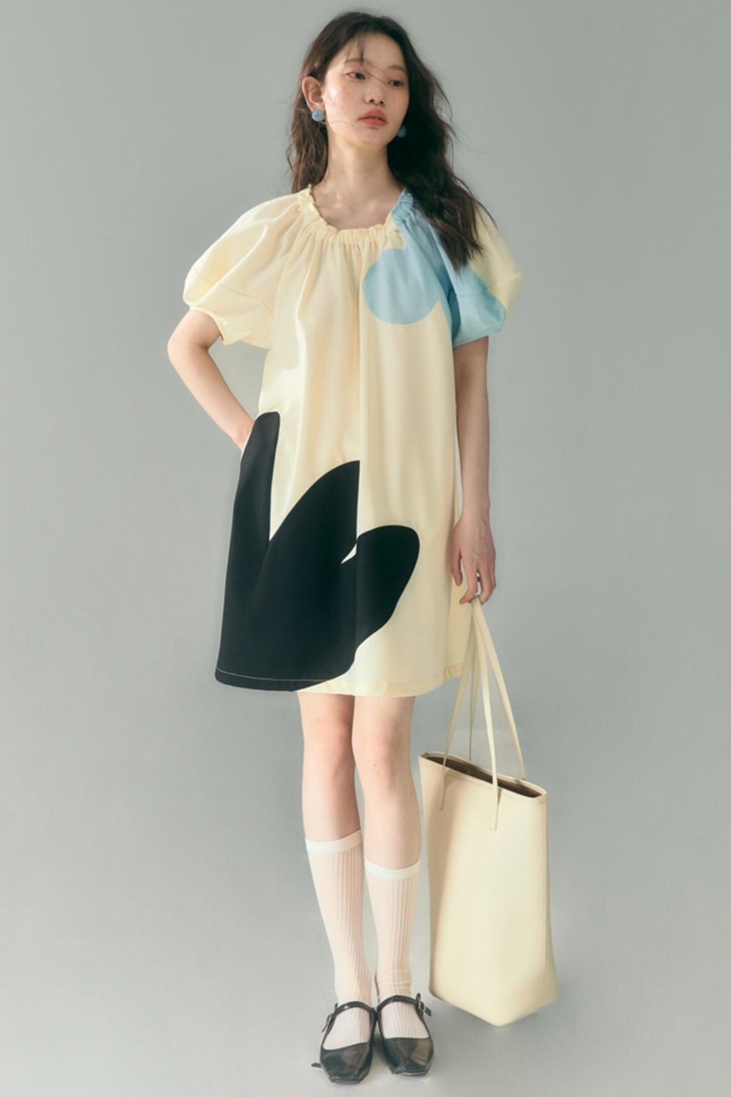 Original Blue Star Patchwork Crewneck Dress