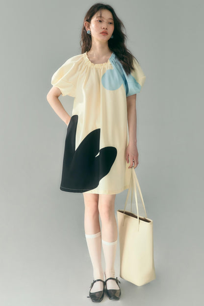 Original Blue Star Patchwork Crewneck Dress