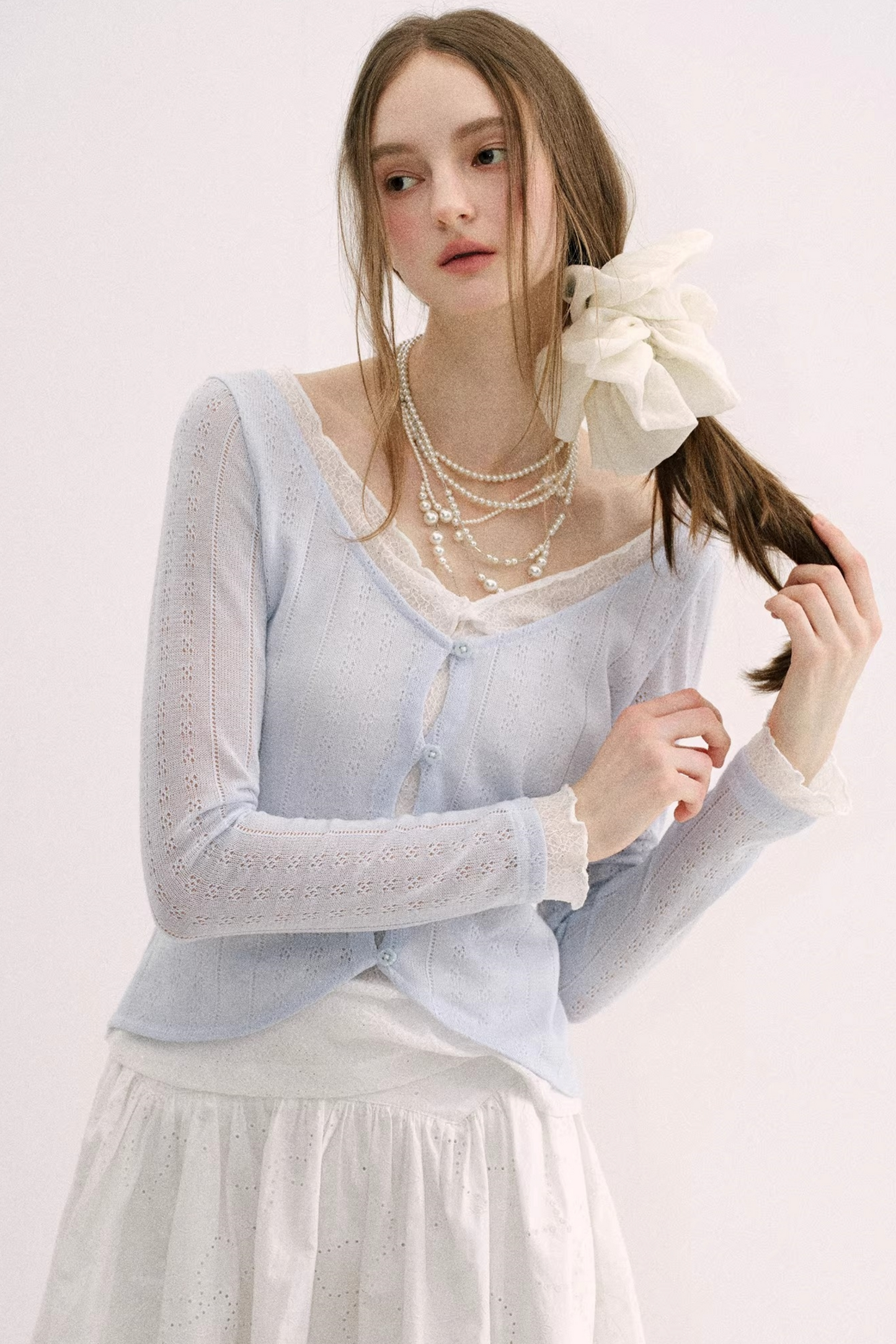 Artist-Designed Lace Knit Top
