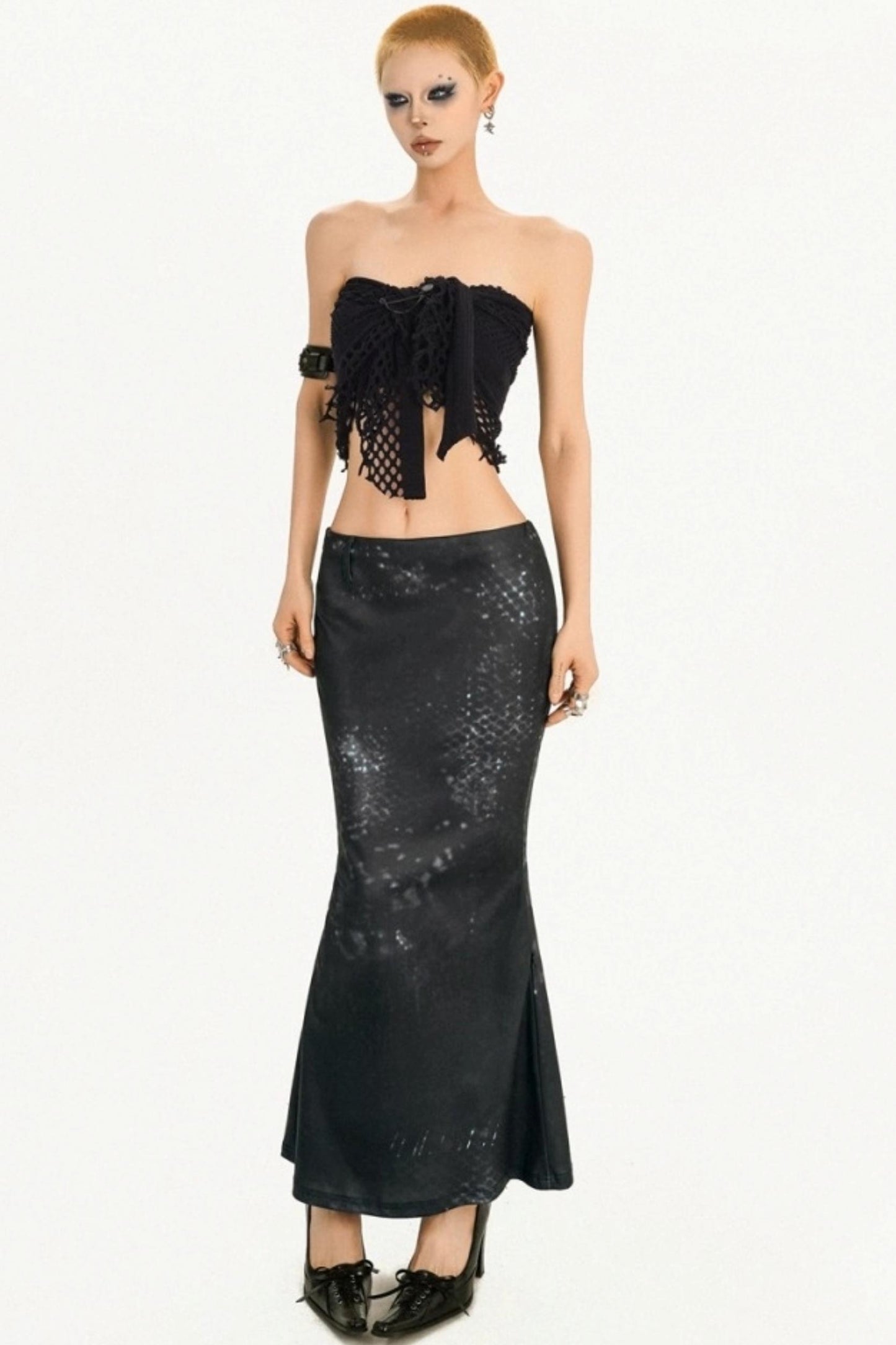 Dark Three-Piece Fishtail Skirt vest Set-Up