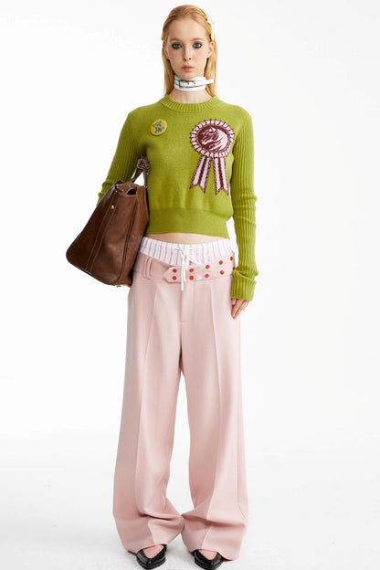 Medallion Pattern Knitted Pullover Sweater