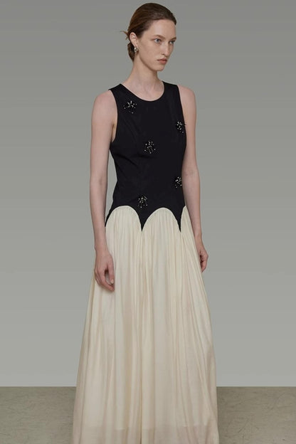 Color Clash Beaded Summer Dress