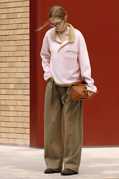 Pink Embroidery Fleece Top