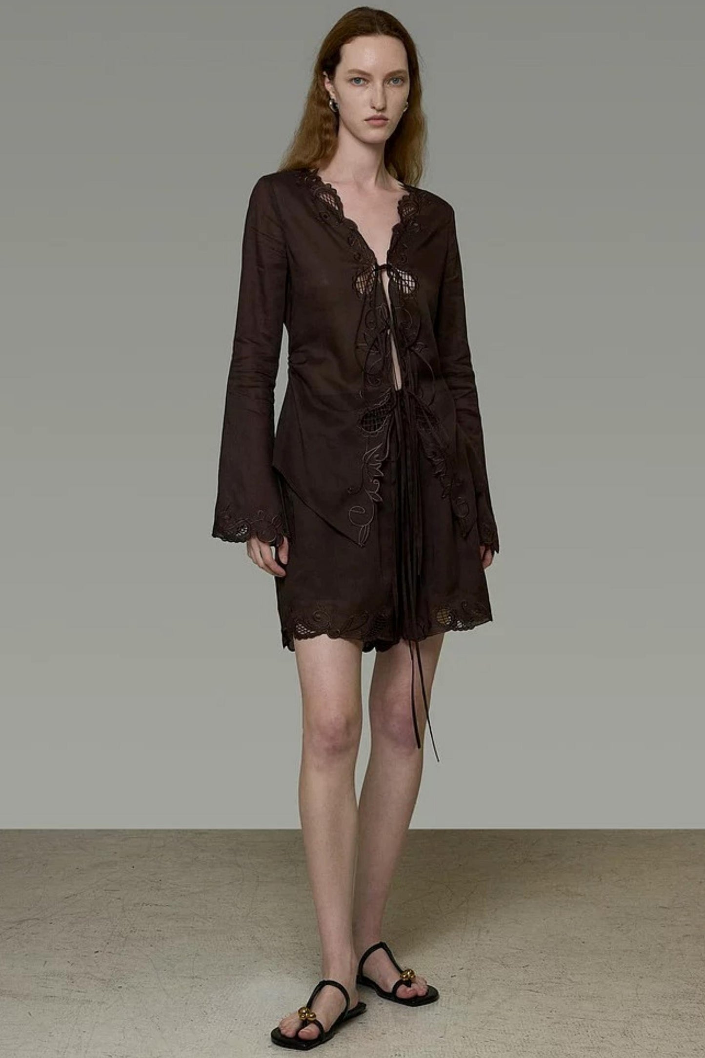 Embroidered Sun Protection Blouse Set-Up
