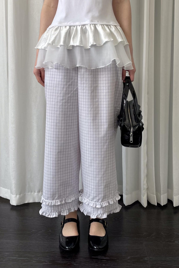 Lace Plaid Loose Fit Pants