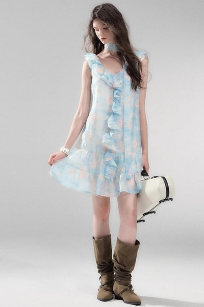 Sea Glass Tencel Ruffle Crop Dress Set-Up