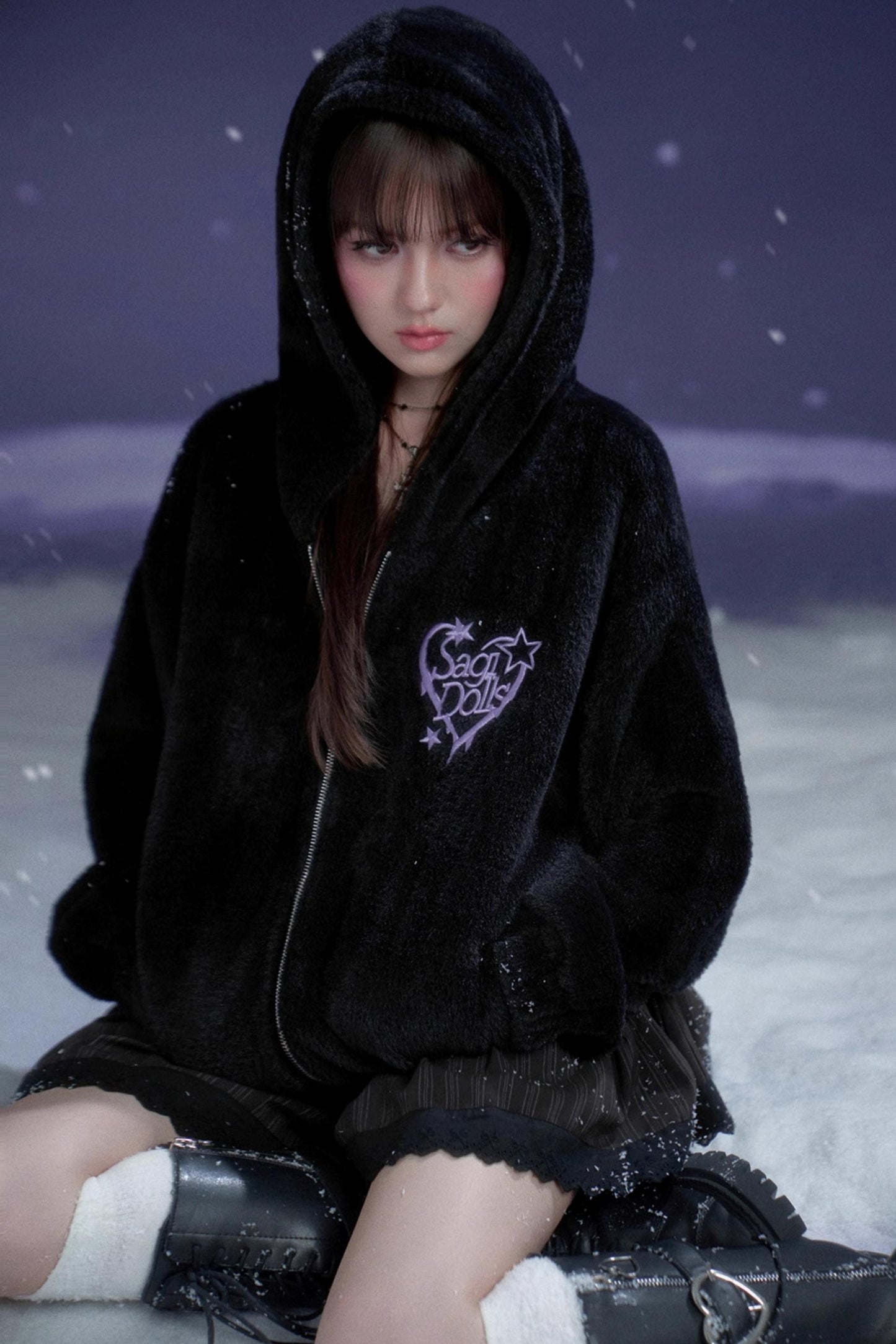 Black and Purple Velvet Jacket