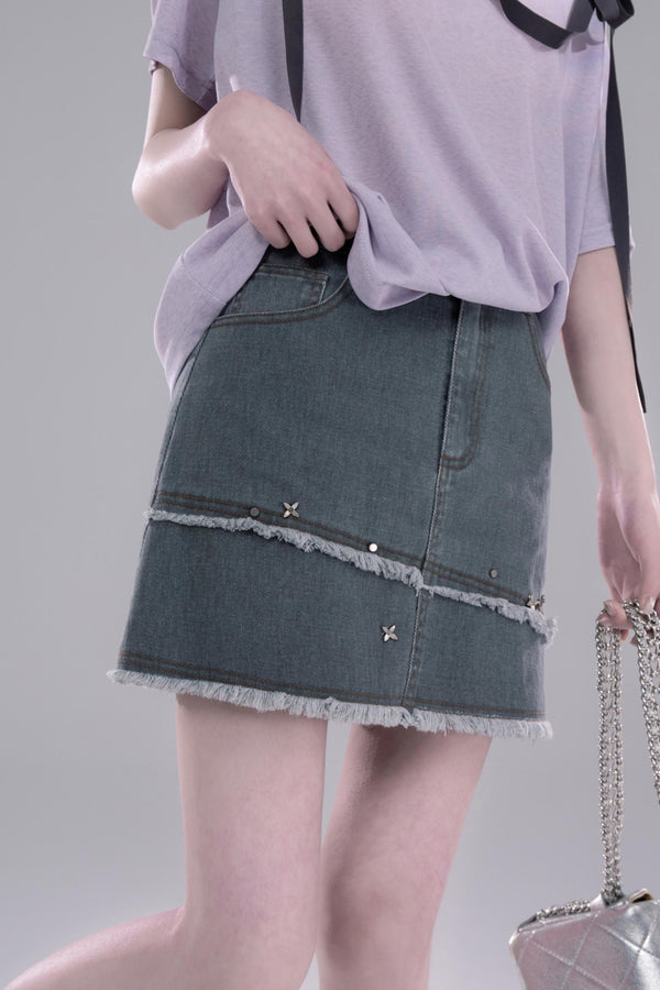 Azure Studded Mini Skirt