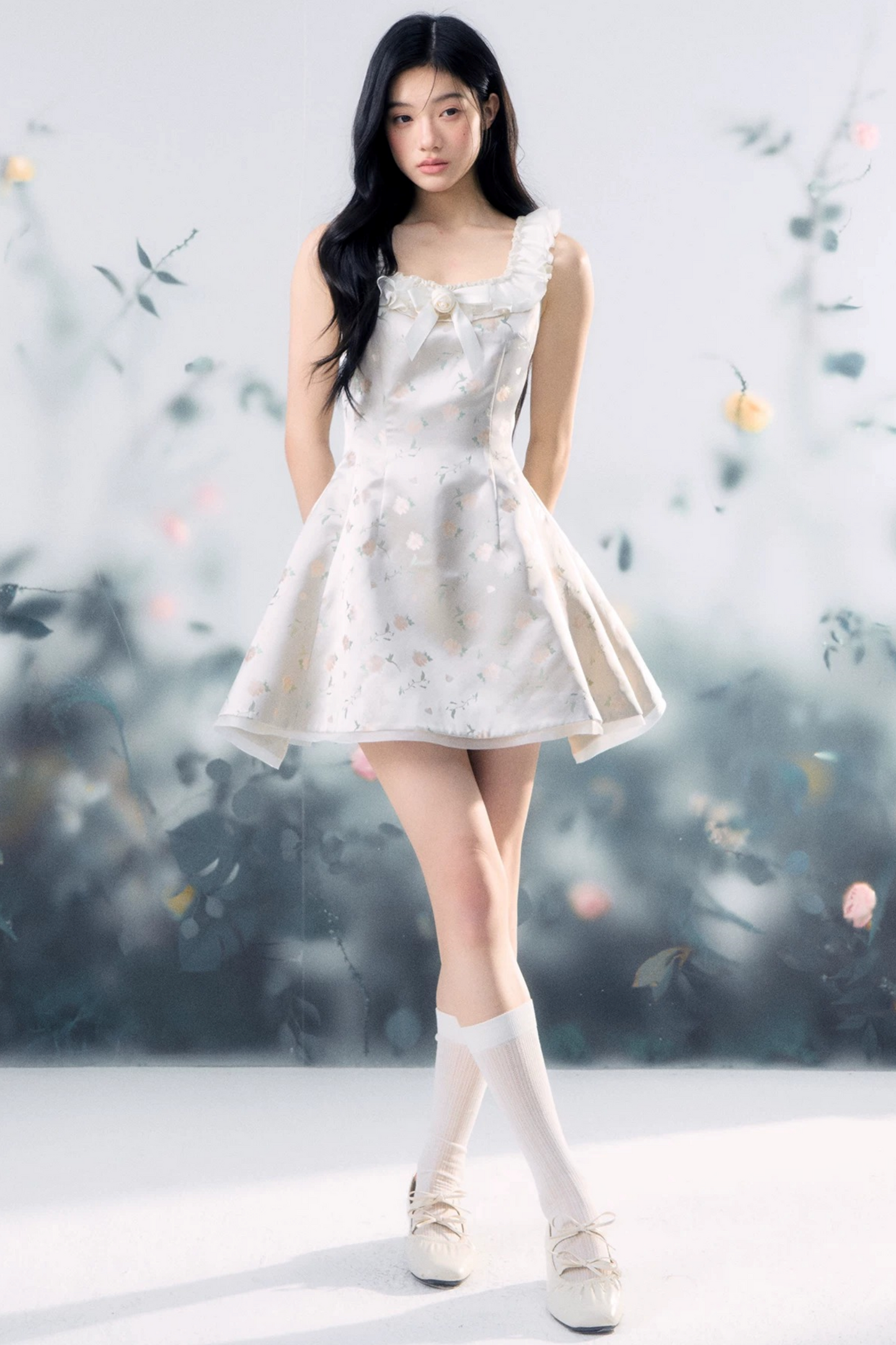 Transparent Rose Jacquard Dress