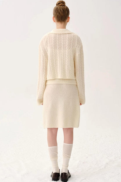 Retro Wool Knitted Cardigan Set-Up