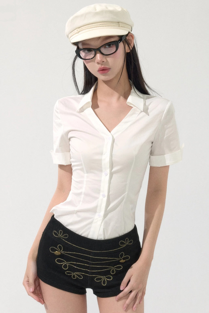Vintage Ribbon Low-Waist Shorts