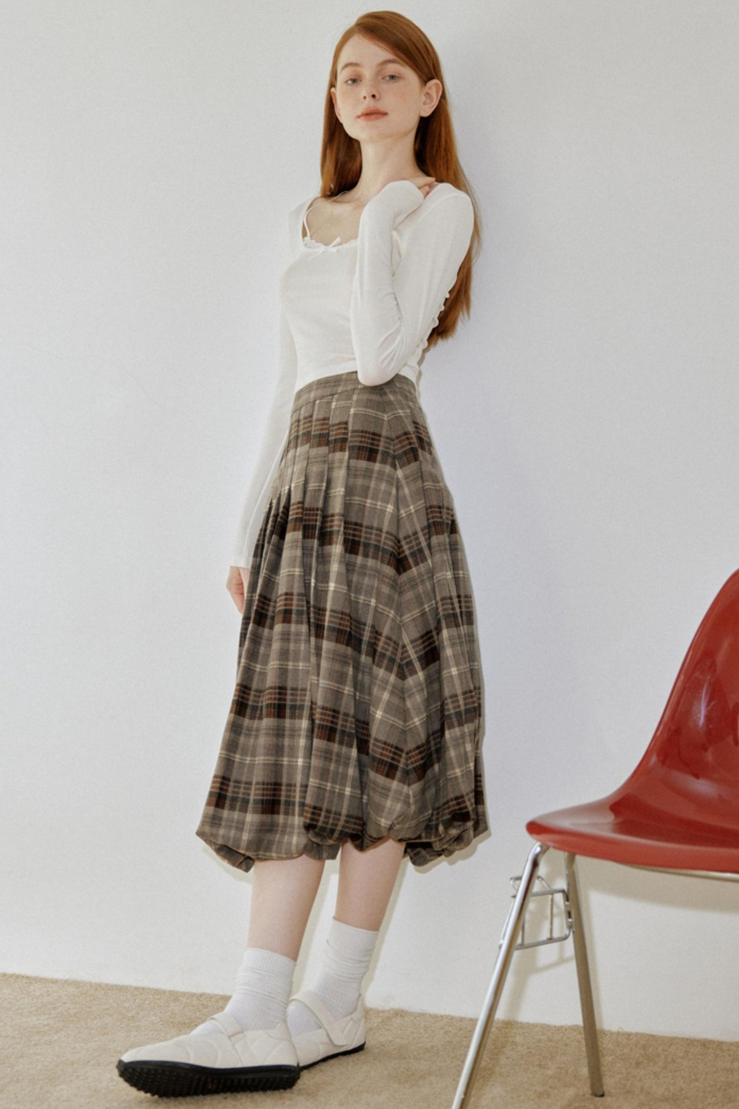 Vintage Pleated Midi Skirt