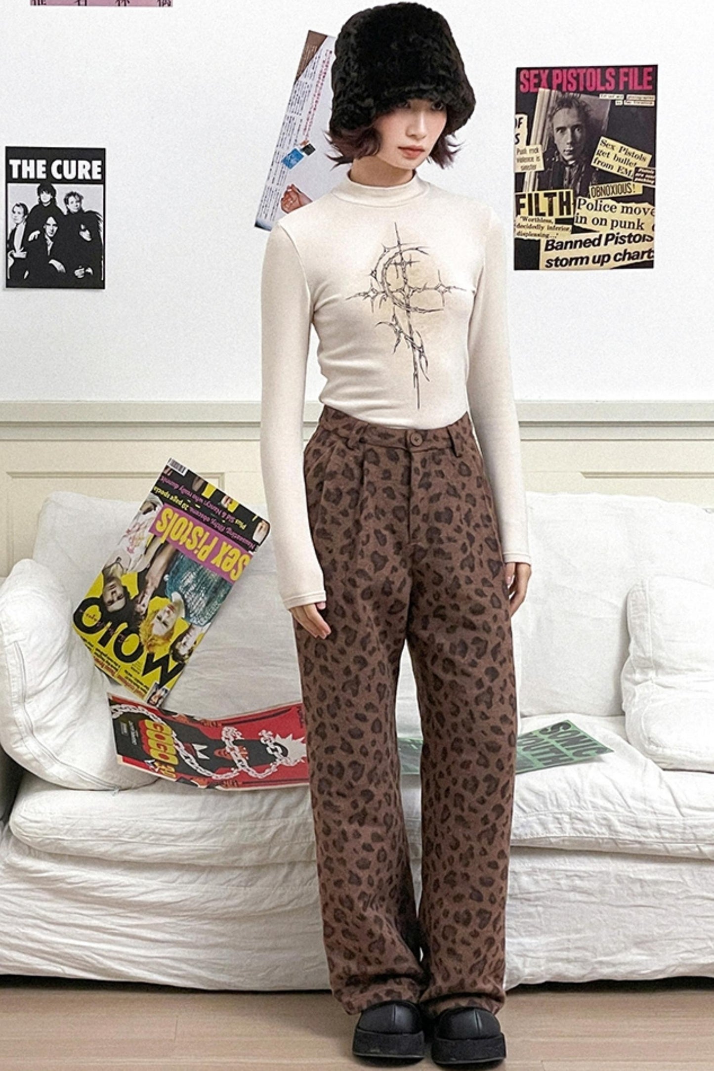 Elegant Leopard Straight Pants