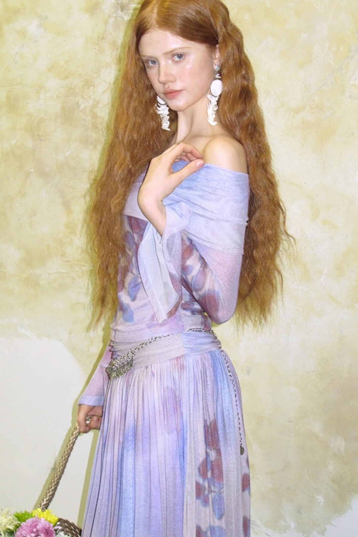 Freesia Purple One-Shoulder Top & Skirt Set-Up