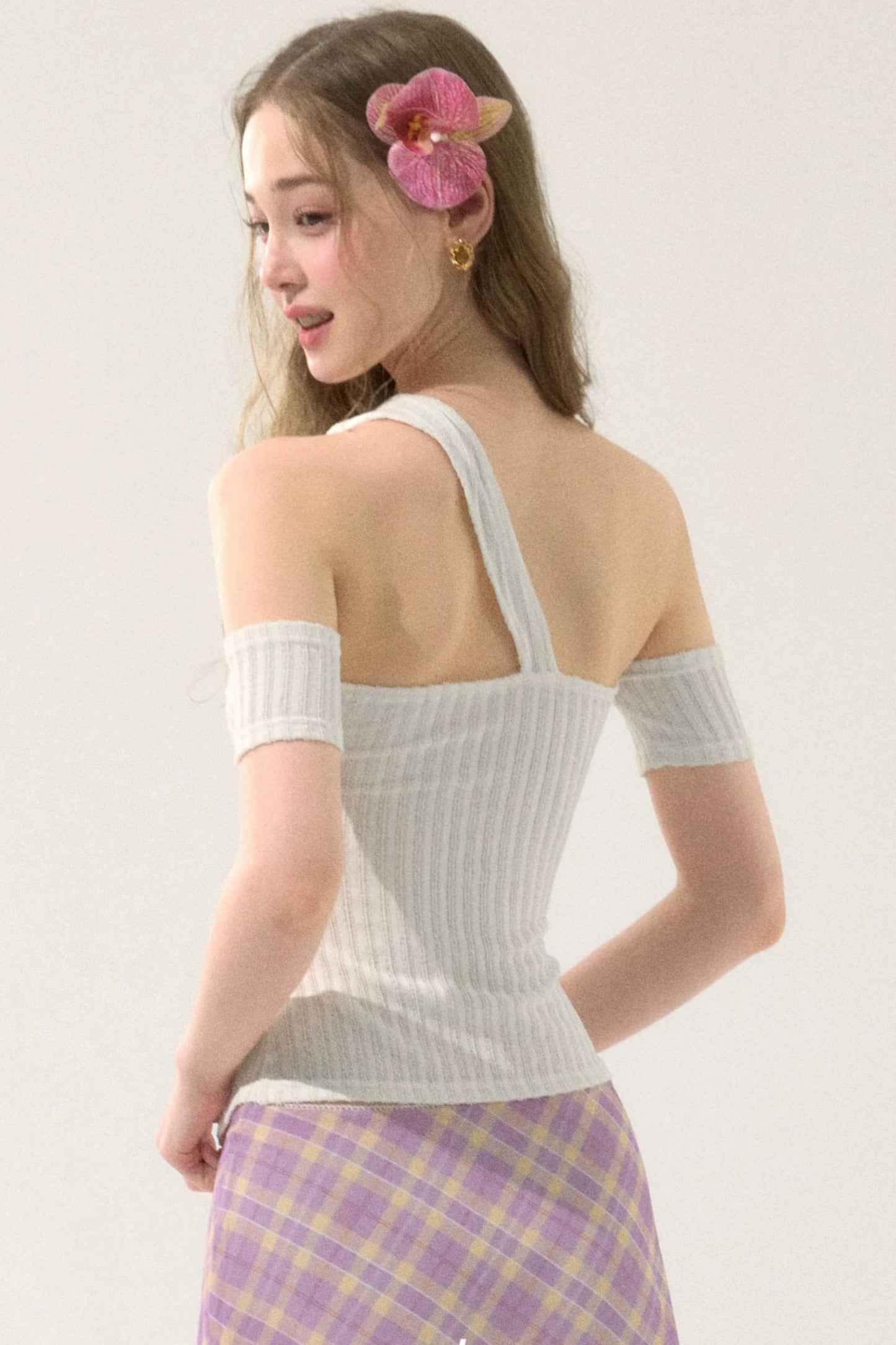 Slim-Fit Halter Off-Shoulder Top