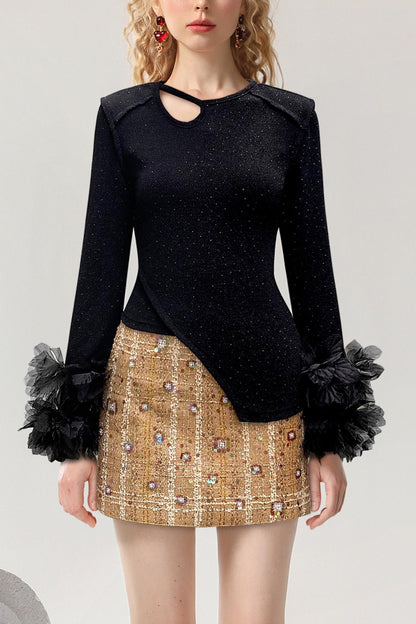 Gilded Sequin A-Line Top & Skirt Set-Up