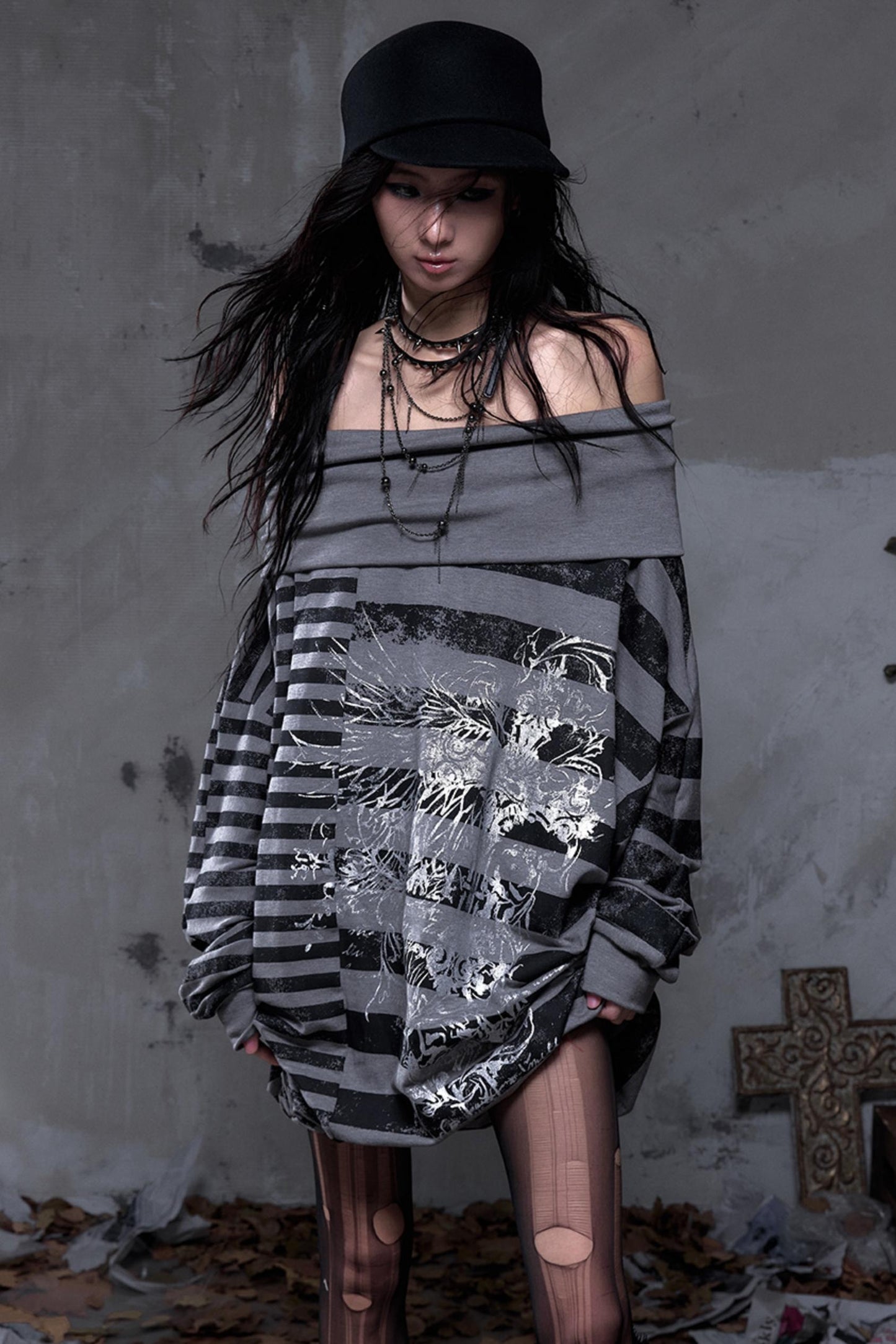 Shibuya Striped Batwing Top