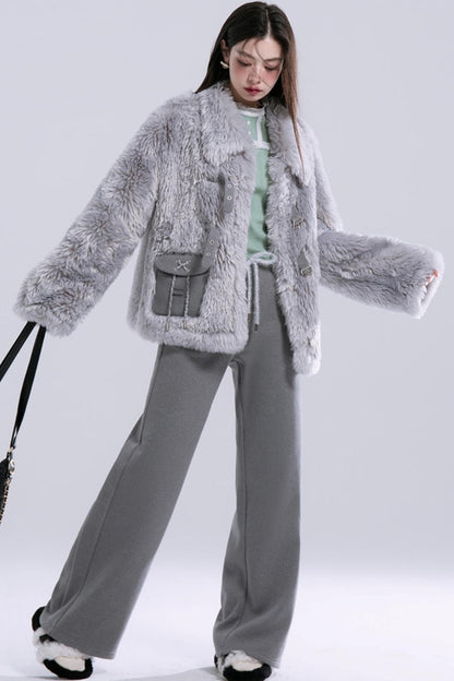 Panelled Eco-Fur Coat