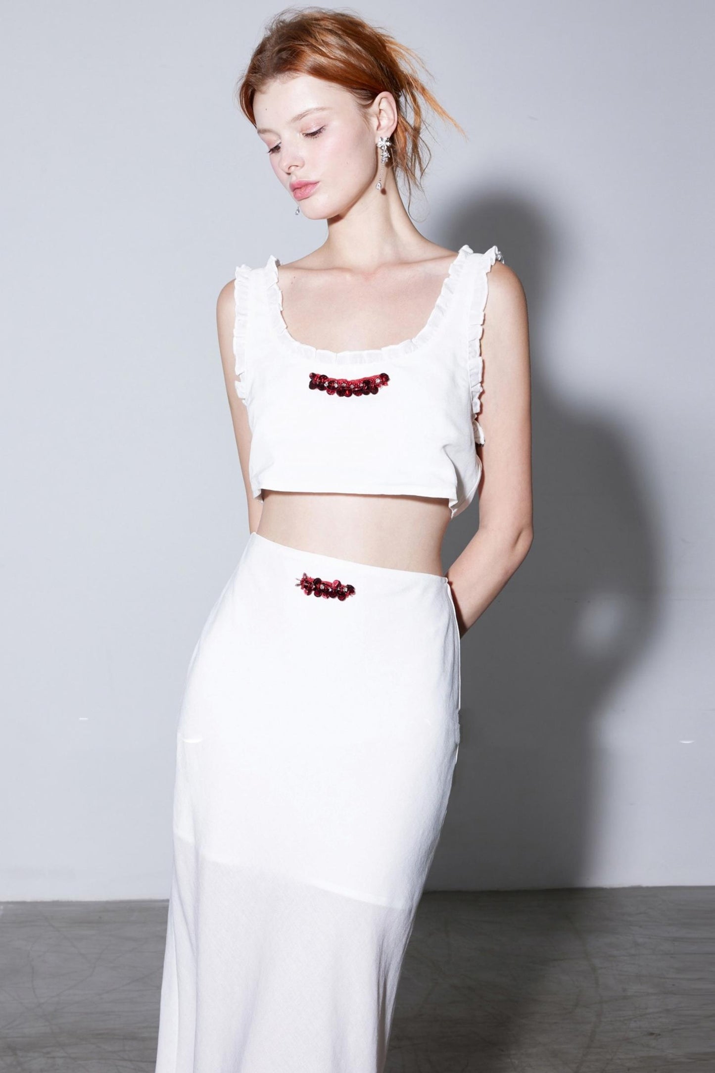 Moonlight White Vest Skirt Set-Up