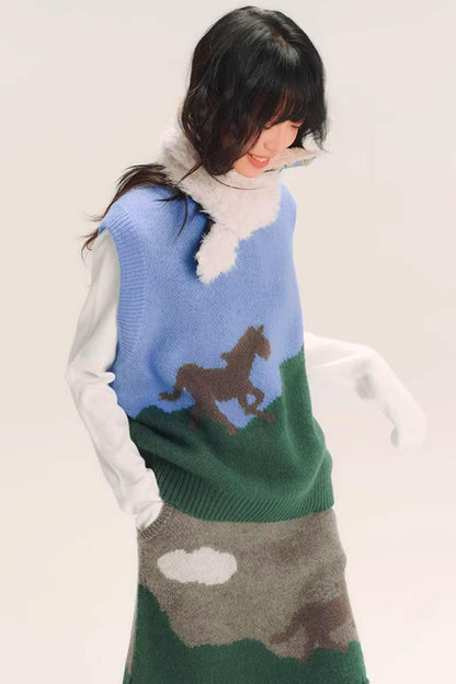 Wool Blend Color-Block Vest