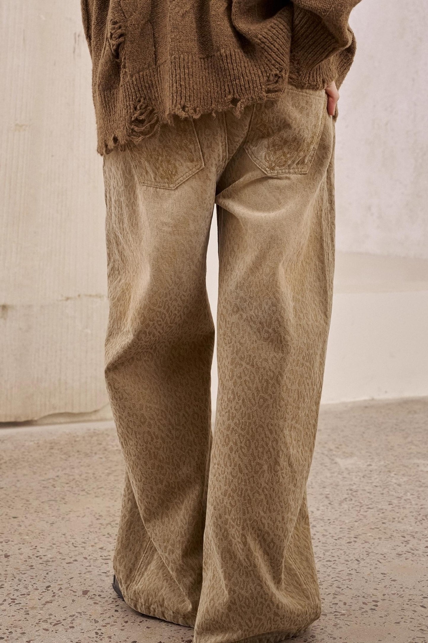 Leopard Print Straight Loose Pants