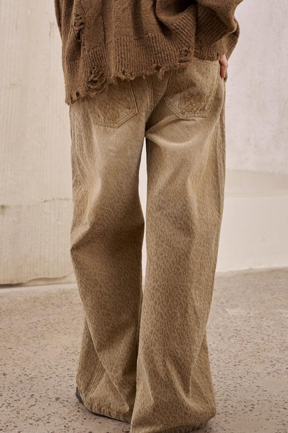 Leopard Print Straight Loose Pants