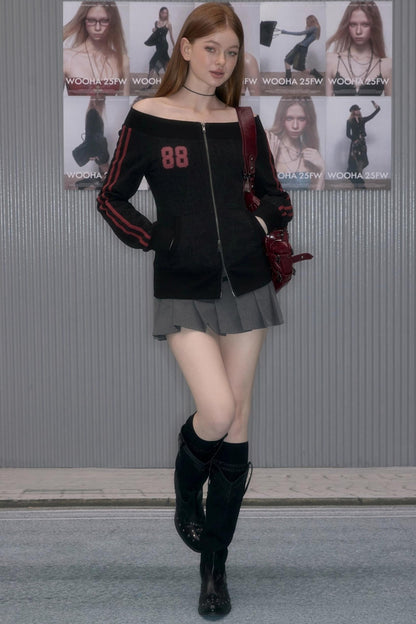 Casual Mottled One-Shoulder Sweatshirt