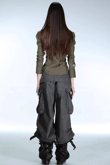 Retro Low-Waist Cargo Pants