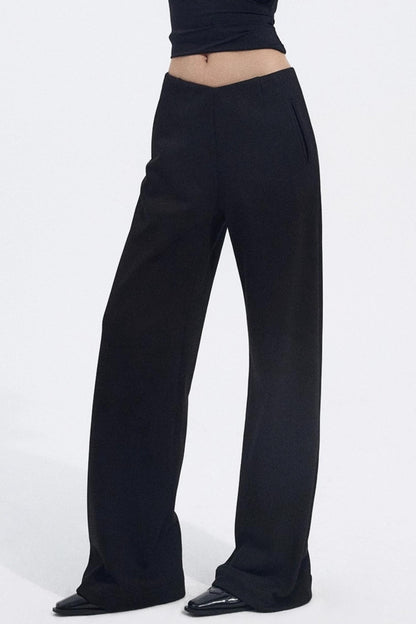 Solid V-Waist Fleece Pants