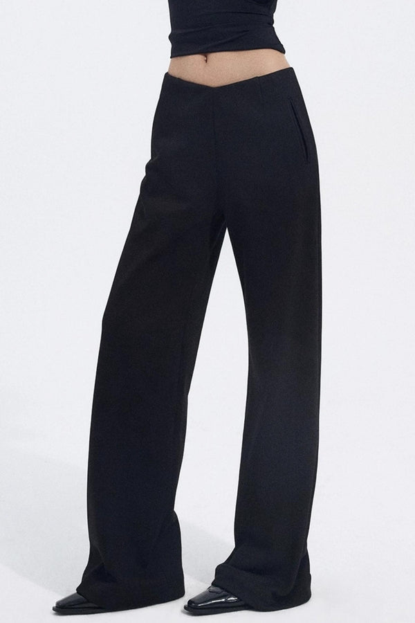 Solid V-Waist Fleece Pants
