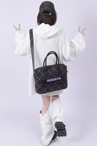 Plaid Denim Laptop Bag