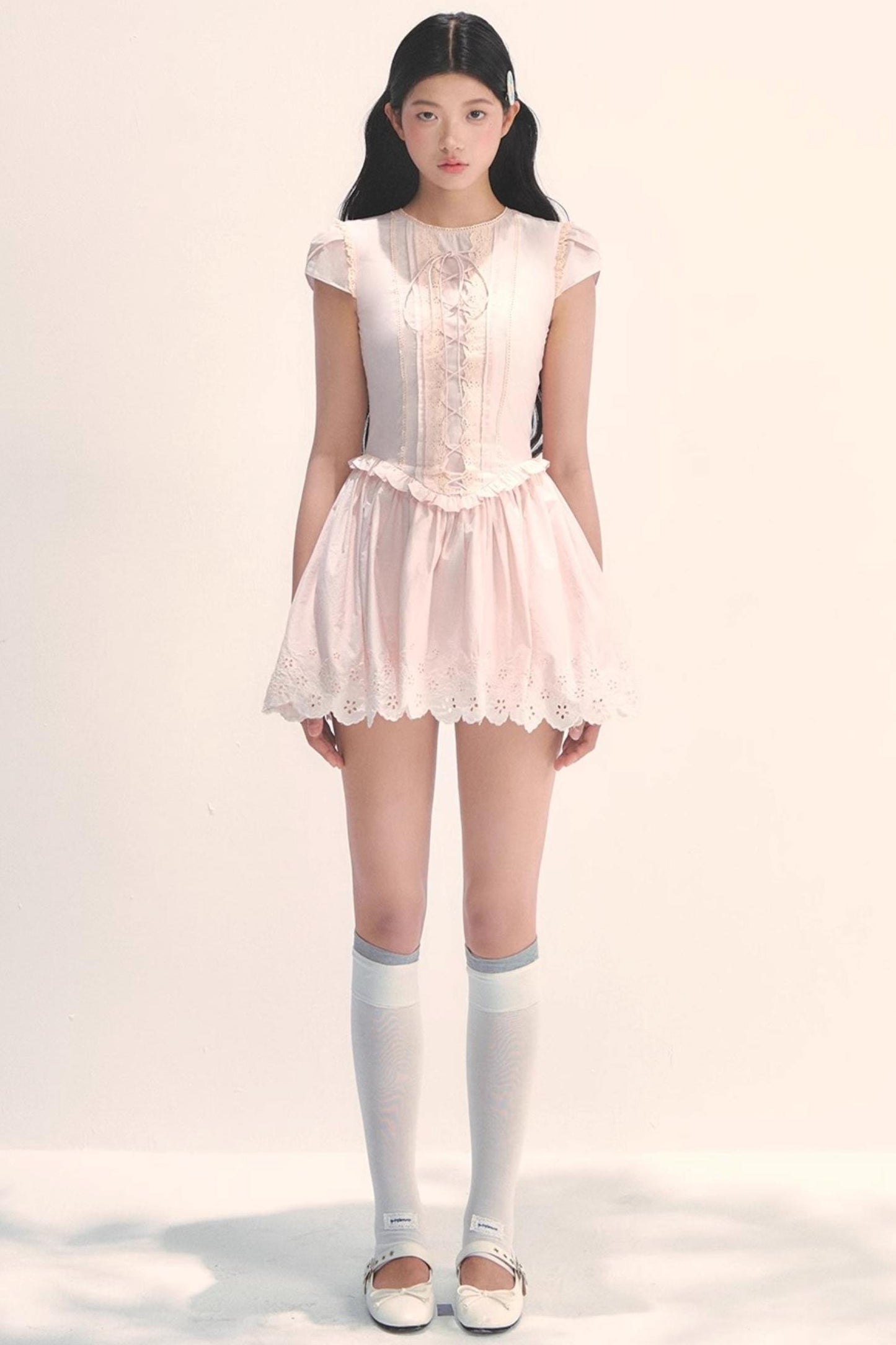 Quiet Pink Embroidered Tea Dress